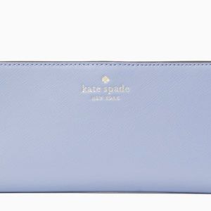 Kate Spade Jana leather large slim bifold wallet in Candied Flower Blue